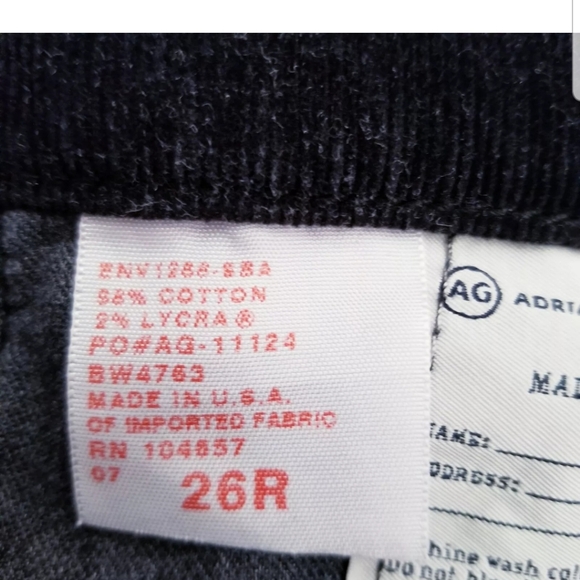 AG Corduroy Jeans - The Stevie Slim Straight 26R black Adriano Goldschmied - Picture 7 of 7